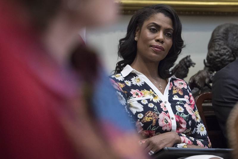 Omarosa Manigault watches during a meeting with parents and teachers at the White House Feb. 15, 2017. (Jabin Botsford/Washington Post)